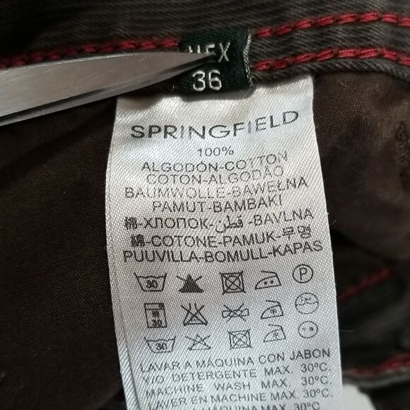 Springfield Pants Men's 36 Chino Dark Grey Straight Leg Flat Front 100% Cotton - Picture 8 of 10